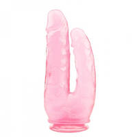 Фалоімітатор подвійний на присосці прозорий Chisa Hi-Rubber 9.4, рожевий