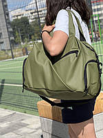 Женская стильная спортивная сумка с отделом для обуви 30L, цвет хаки