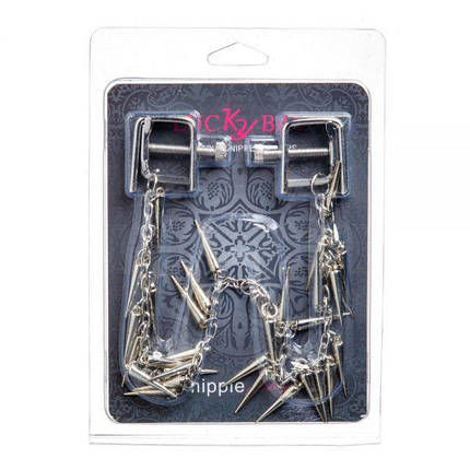 Затискачі на соски nipple play квадратні Chain and Spike, Сріблястий, Регулюється, фото 3