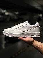 Мужские кроссовки Nike Air Force 1 07 Leather White (белые) лёгкие стильные текстильные кроссы NK077 Найк Аир