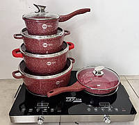 Німецький набір каструль із гранітним антипригарним покриттям Higher Kitchen HK-305 12 предметів. Набір каструль