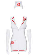 Медсестра плаття рукавички emergency dress stetoskop obsessive SM, Білий, S-M, фото 4