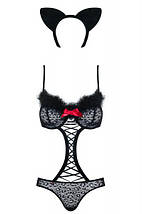 Костюм боді кішки чорний Obsessive 3 предмети GEPARDINA S/M, фото 6
