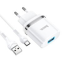 МЗП HOCO N1 Ardent single port charger set(for Type-c) (EU) \ White