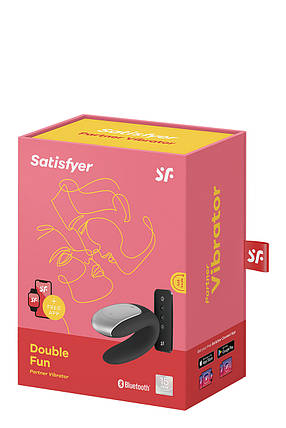 Вібратор для пар з фірмовим пультом керування Satisfyer Double Fun, чорний, фото 3