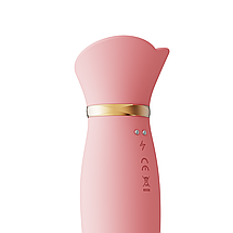 Вібратор з ротацією і вакуумною стимуляцією ZALO ROSE Rabbit PINK, Рожевий, фото 4