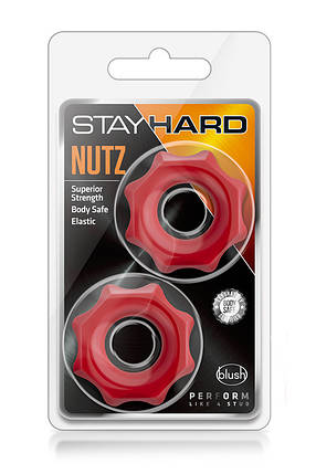 Набір ерекційних кілець STAY HARD Nutz RED, Червоний, Розмір посилки : 8,50 х 14,00 х 2,50, фото 2