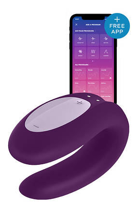 T360119 вібромасажер для пар SATISFYER DOUBLE JOY PURPLE, Фіолетовий, Розмір посилки : 10,70 х 14,50 х 5,70, фото 1