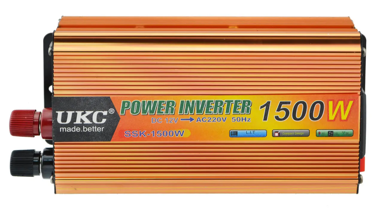 Преобразователь напруги інвертор UKC 12-220V 1500W USB золотий