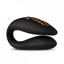 Вібратор для пар Zuna Couples Vibrator із сумочкою, чорний, Leopard, фото 5