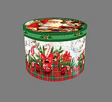 Новогаряче картонне пакування, Merry Christmas, картонний тубус, 20х15 см, кругла коробка з кришкою