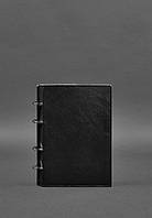 Кожаный блокнот на кольцах 9.0 с твердой угольно-черной обложкой BlankNote z113-2024