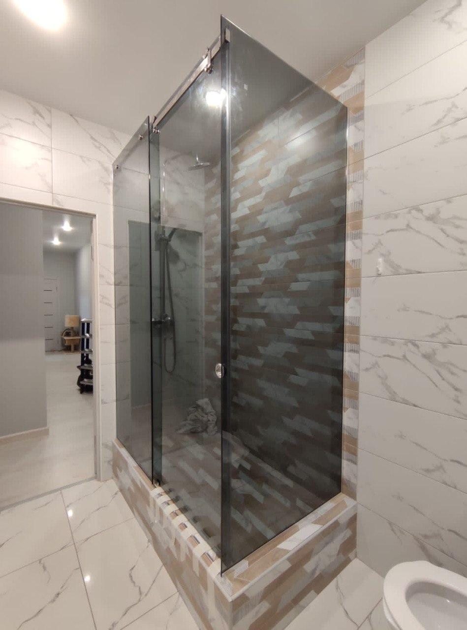 Душова кабіна з сірого скла 800Х1200, двері одностулкові, фото 1