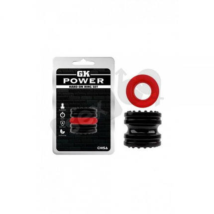 Ch77302 ерекційне кільце чорне / червоне GK Power Hard-On Ring Set Chisa, Красный/Черный, фото 2