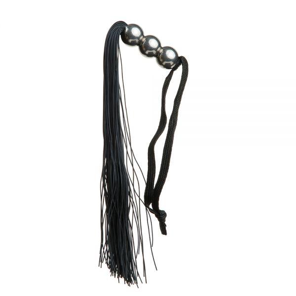 F61431 Батіг із силікону ручка 3 кульки FLOGGER BLACK METAL
