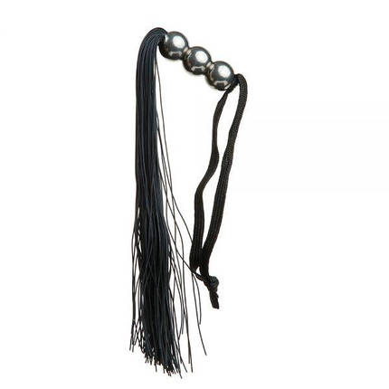 F61431 Батіг із силікону ручка 3 кульки FLOGGER BLACK METAL, фото 1