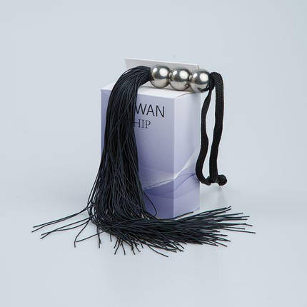 F61431 Батіг із силікону ручка 3 кульки FLOGGER BLACK METAL, фото 2