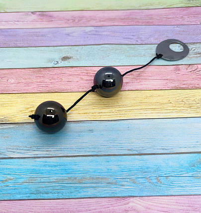 Вагінальні металеві кульки DOMINO METALLIC BALLS, CHROME BLACK, фото 3