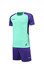 Комплект футбольної форми для підлітків із коротким рукавом Europaw бірюзово-фіолетовий комфортний та м'який, фото 2