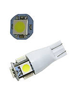 Светодиодная лампа Т10 W5W 5 SMD 5050 свет - стробоскоп (два режима работы) 12V Белая