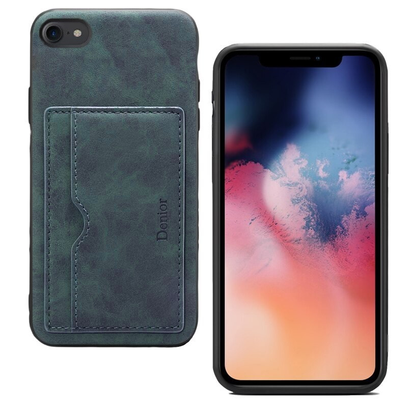 Противоударный чехол для Apple iPhone 7 / 8 / SE 2020 silicone case army green с кармашком для кредиток - фото 1 - id-p1942591038