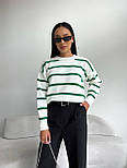 В'язаний светр жіночий у смужку зі спущеним плечем (р. 42-46) 4043241, фото 7