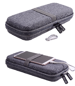 Кейс чохол ударостійкий для HDD, SSD 2.5", повербанків / Сумка-органайзер з карабіном сіра Guanhe 26*11*5 см.