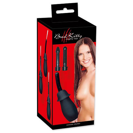 Анальний душ із насадками Bad Kitty Intimate Shower, 3 насадки, чорний, фото 1