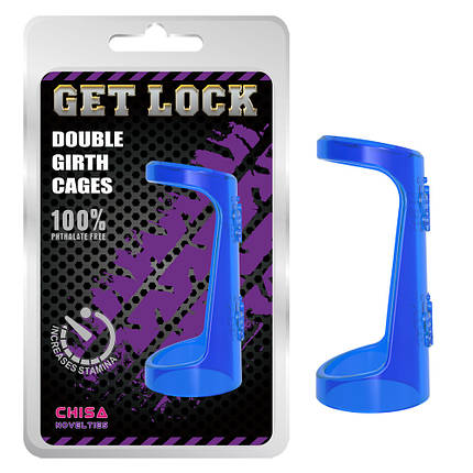Ерекційне кільце Chisa Get Lock Double Girth Cages, Blue, фото 2