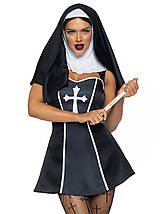 Костюм черниці Leg Avenue, S, Naughty Nun 2 предмети, чорний, фото 3
