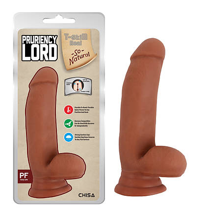 Фалоімітатор на присосці CHISA T-skin ReaL Pruriency Lord Latin з мошонкою, фото 1
