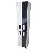 Шкаф-пенал пластиковый напольный Mikola-M TOKIO c HPL 3103 gloss 60 см Бело-черный z111-2024