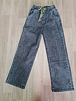Стильні джинси сірого кольору на дівчинку 9,10,11,12,13,14 років в стилі оверсайз