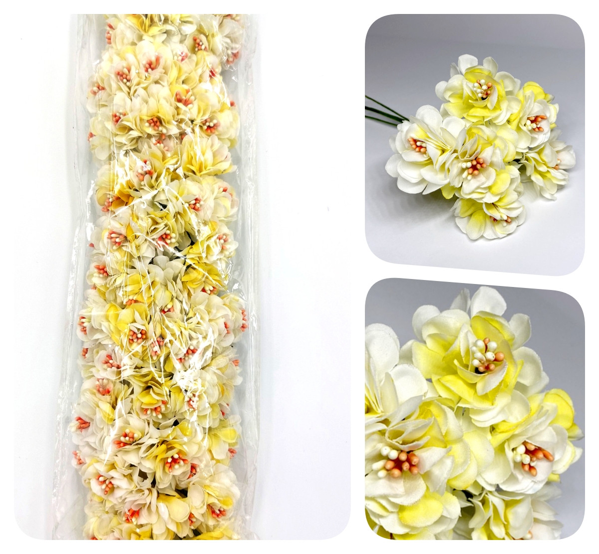 ОПТ / Півонія розкрита / ціна за упаковку - 72 квітки / штучні квіти / жовтий