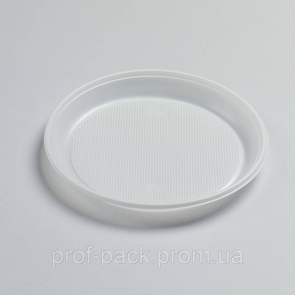 Тарелка пластиковая круглая белая 165 мм 100 шт/уп (60 уп/ящ) - фото 1 - id-p28846054