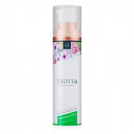 Масажна олія Exotiq Massage Oil Basil Citrus з ароматом Базиліка та Цитрусів, 100 мл, фото 1