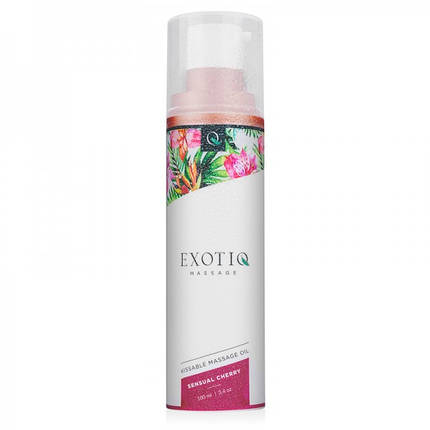 Олія для масажу їстівна з ароматом та смаком вишні, 100 мл Exotiq Massage Oil Sensual Cherry -, фото 1