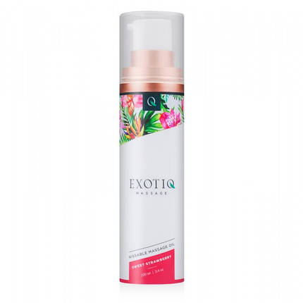 Олія для масажу їстівна з ароматом та смаком полуниці,100 мл Exotiq Massage Oil Sweet Strawberry, фото 1