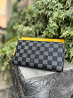 Мужской кошелек Louis Vuitton в клетку серый клатч из эко кожи бумажник Луи Виттон (Bon)