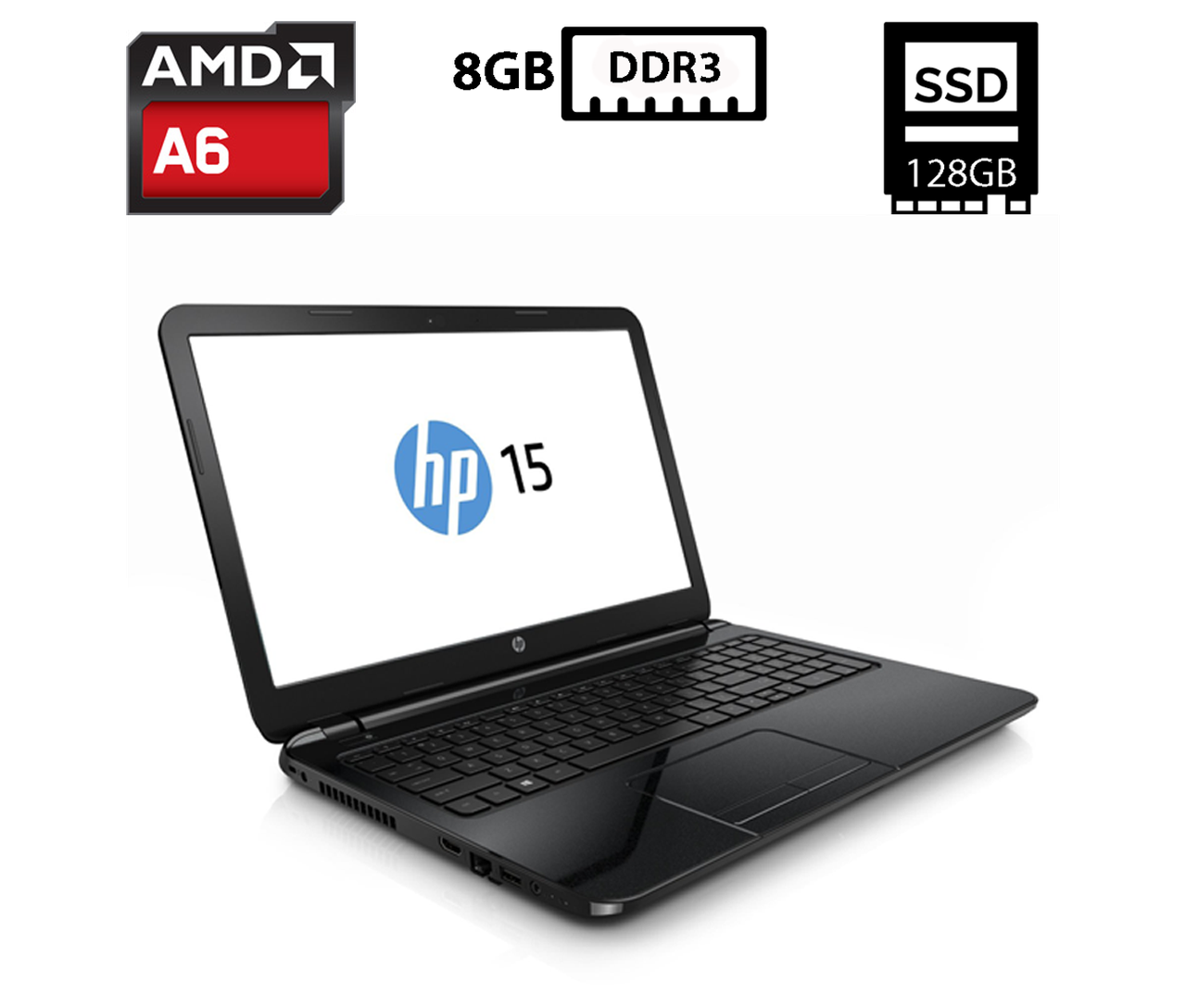 Ноутбук HP Laptop 15-g080nr/15,6"TN(1366x768)/AMD A6-6310 1.80GHz/8GB DDR3/ SSD 128GB/AMD Radeon R4 Graphics, фото 1
