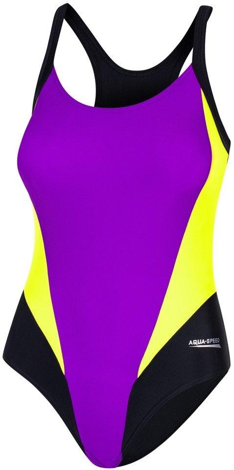 Купальник закритий для жінок Aqua Speed ​​SONIA 6172 фіолетовий, чорний, жовтий флуор Жін 42 (XL)