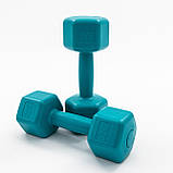 Набор для фитнеса 2в1 коврик для фитнеса и спорта (каремат) + гантели 2шт по 2 кг OSPORT Set 4 (n-0035) Бірюзовий, фото 5