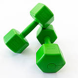 Килимок для йоги, фітнесу, спорту (йога мат, каремат) + гантелі для фітнесу 2шт по 4кг OSPORT Set 66 (n-0096) Чорно-салатовий, фото 4