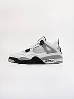 Мужские кроссовки Nike Air Jordan IV высокие кожаные серые Найк Аир Джордан 4 демисезонные (G)