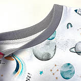 Біла піжама для хлопчика з планетами з матеріалу кулір р. 104-170, фото 2