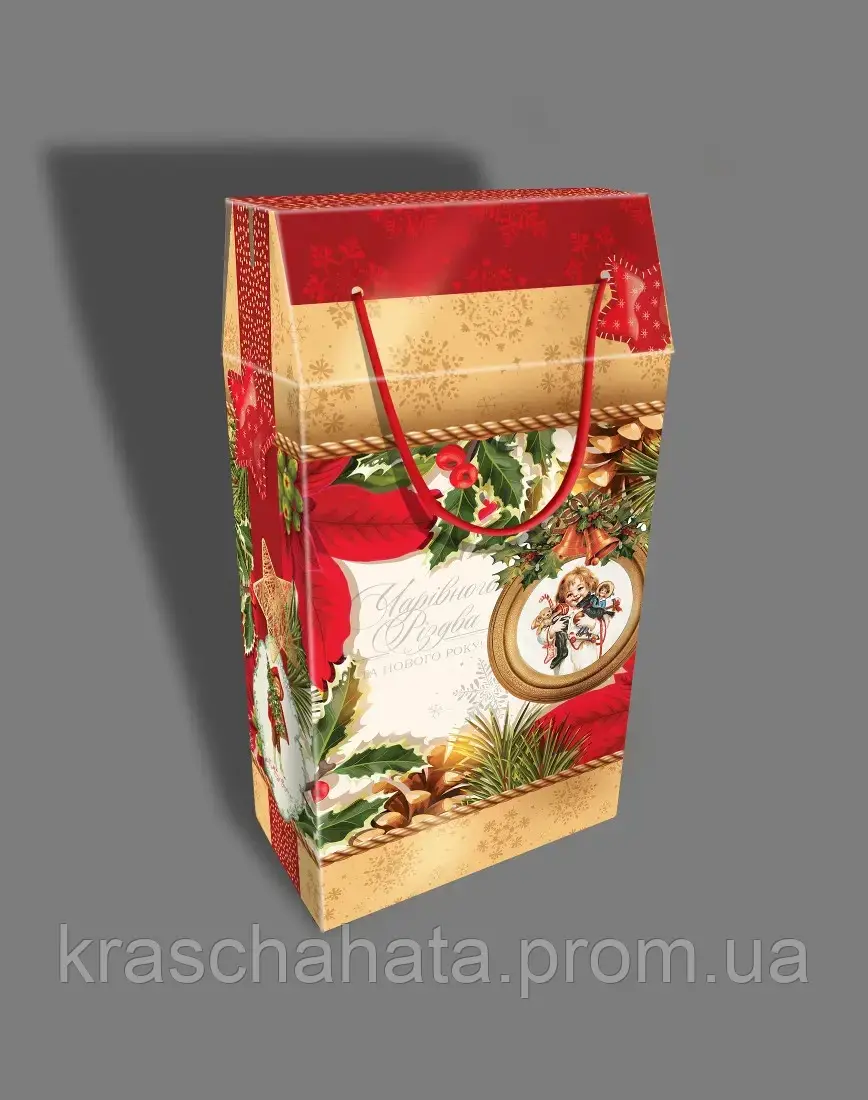 Новорічна коробка, картонна упаковка для цукерок/Норічна коробка, 1500 г, Картонне паковання для цукерок