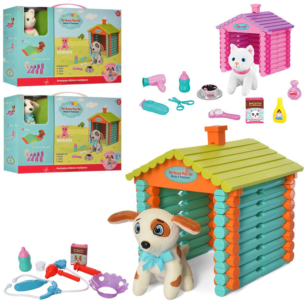 Ігровий набір з тваринкою кішка-перукар собачка-лікар 2 види на вибір з будиночком та аксесуарами T886-1-2, фото 1