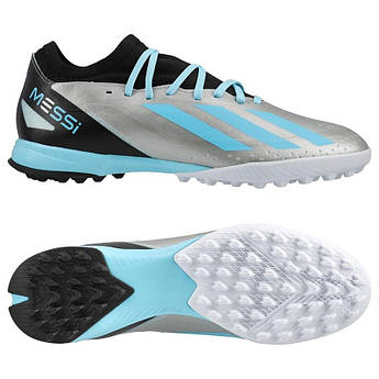 Сороконіжки adidas X Crazyfast Messi.3 TF IE4074, Срібло, Розмір (EU) — 45 1/3