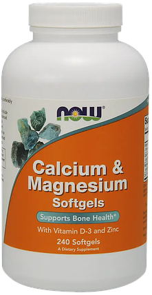 Вітамінно-мінеральний комплекс NOW Foods Calcium & Magnesium with Vit D and Zinc 240 Softgels, фото 1