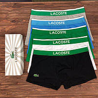 Удобное стильное хлопковое брендовое мужское белье Lacoste, Качественные трусы боксеры комплект на каждый день